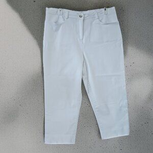 Mode de Vie Womens White Cropped Jeans Sz 12 Split Hem Stretch Denim Pants
